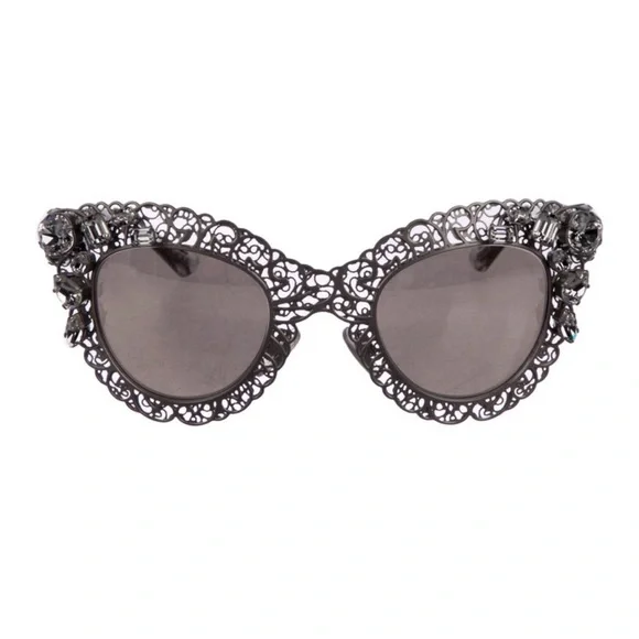 Authentic Dolce & Gabbana Silver Filigree and Crystal Sunglasses - Picture 7 of 8